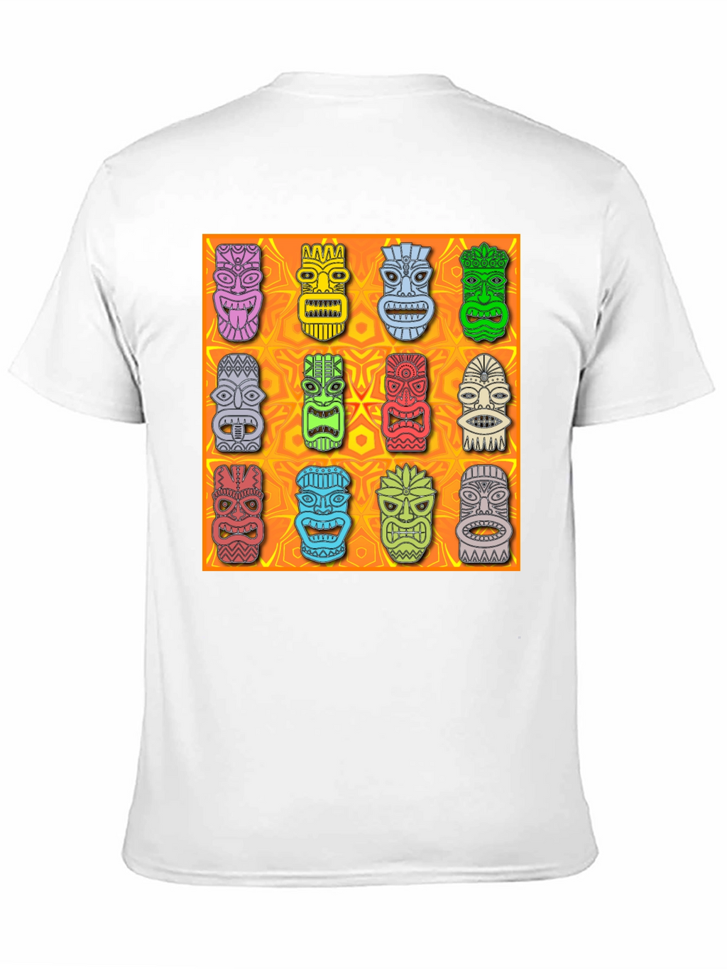 Tiki Masks Graphic Print Black T-Shirt