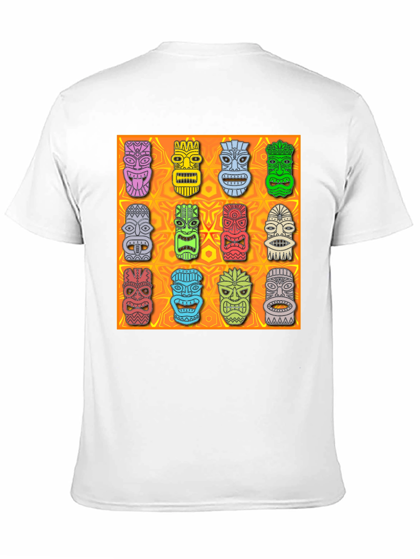 Tiki Masks Graphic Print Black T-Shirt