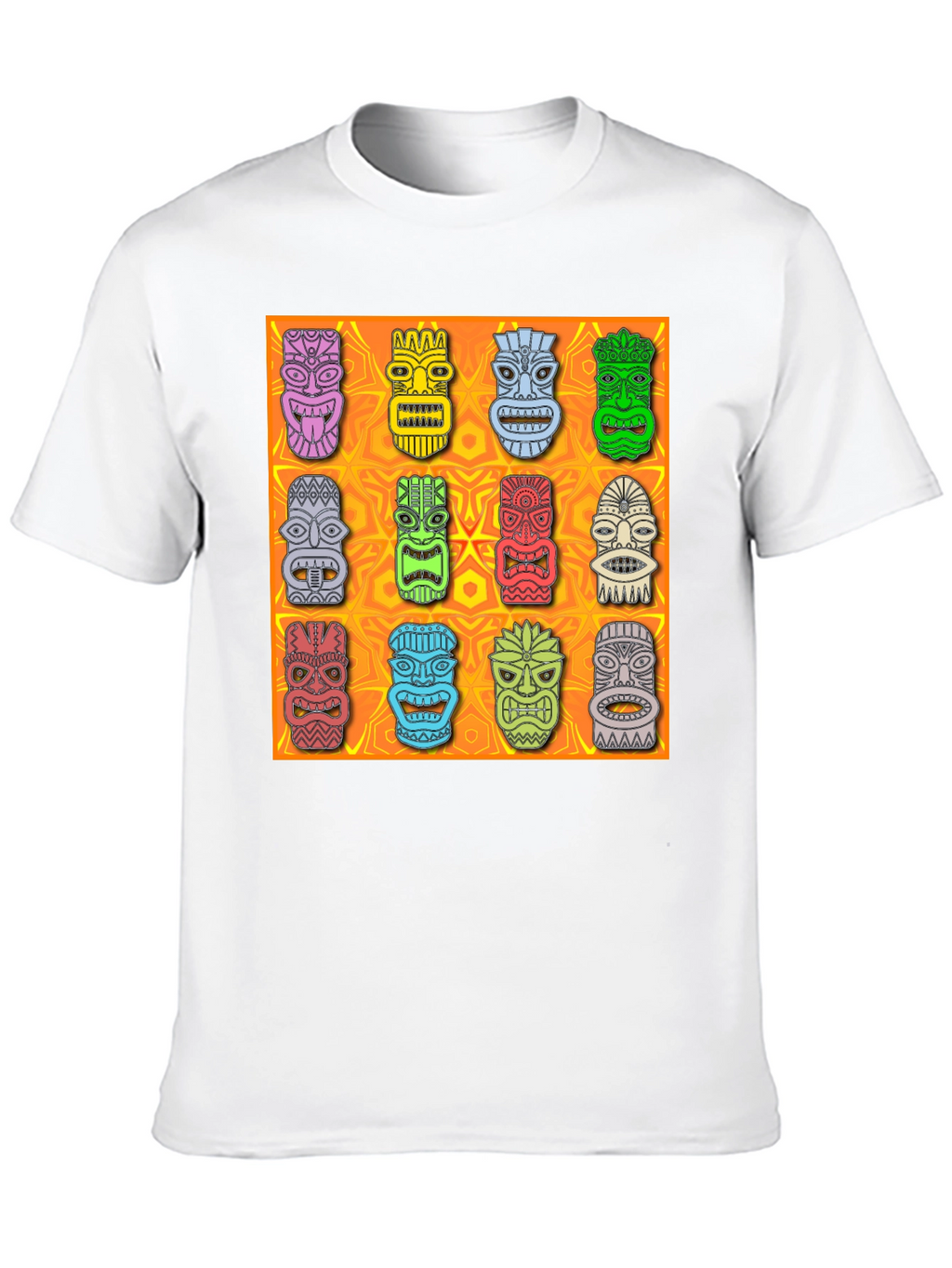 Tiki Masks Graphic Print Black T-Shirt