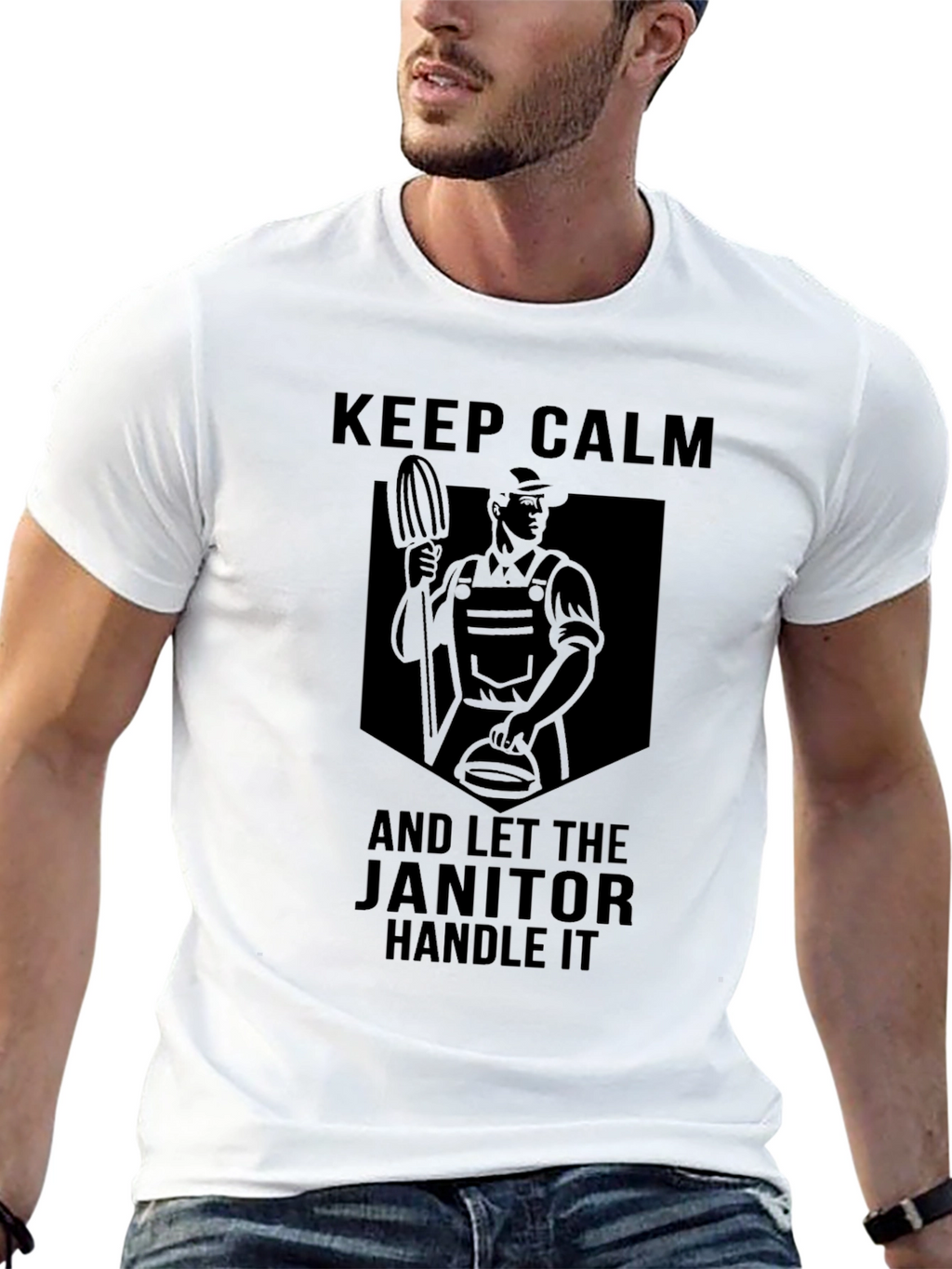 Keep Calm Janitor T-Shirt Funny Cleaning Crew Tee