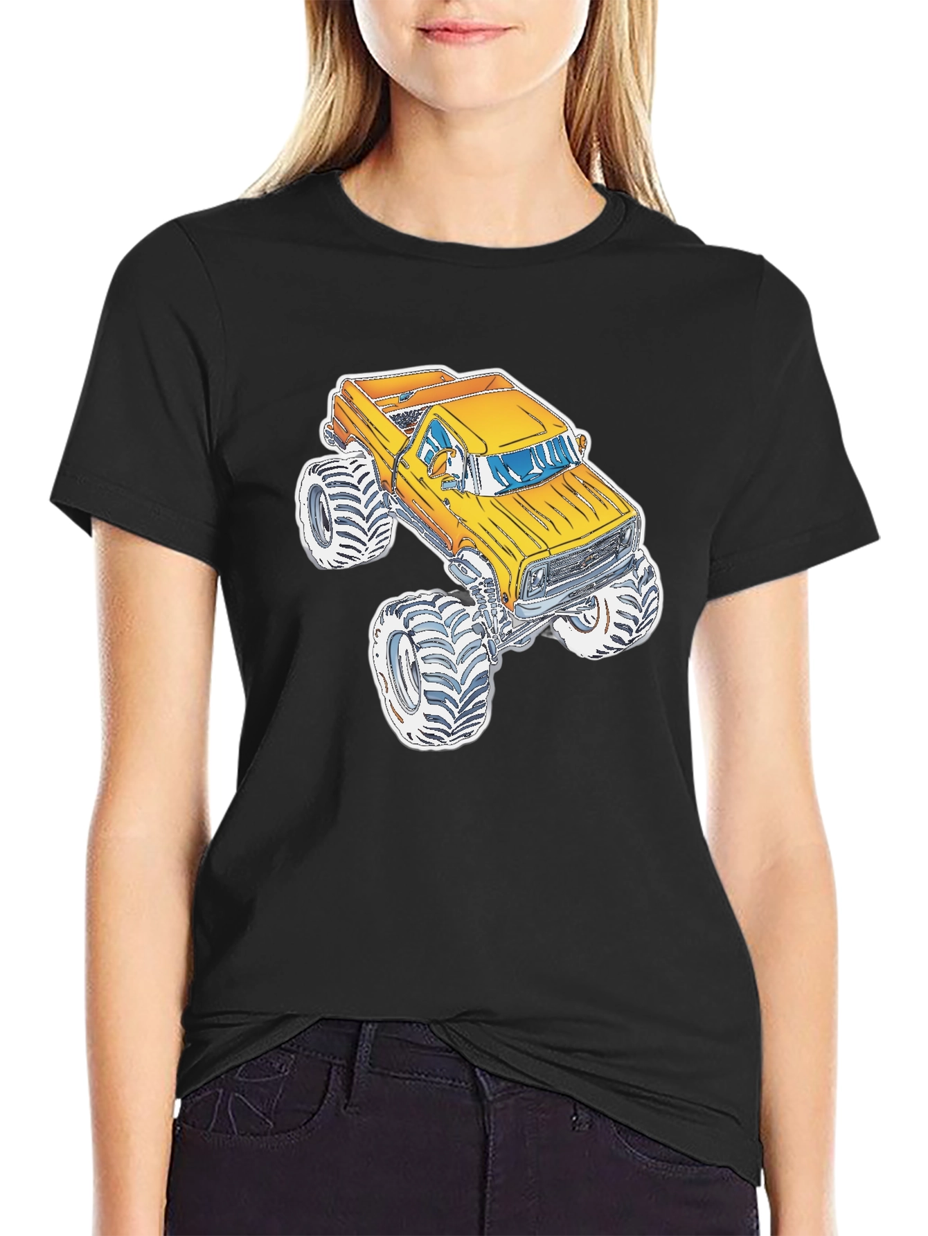 Monster Truck Graphic Tee - Black Cotton Blend