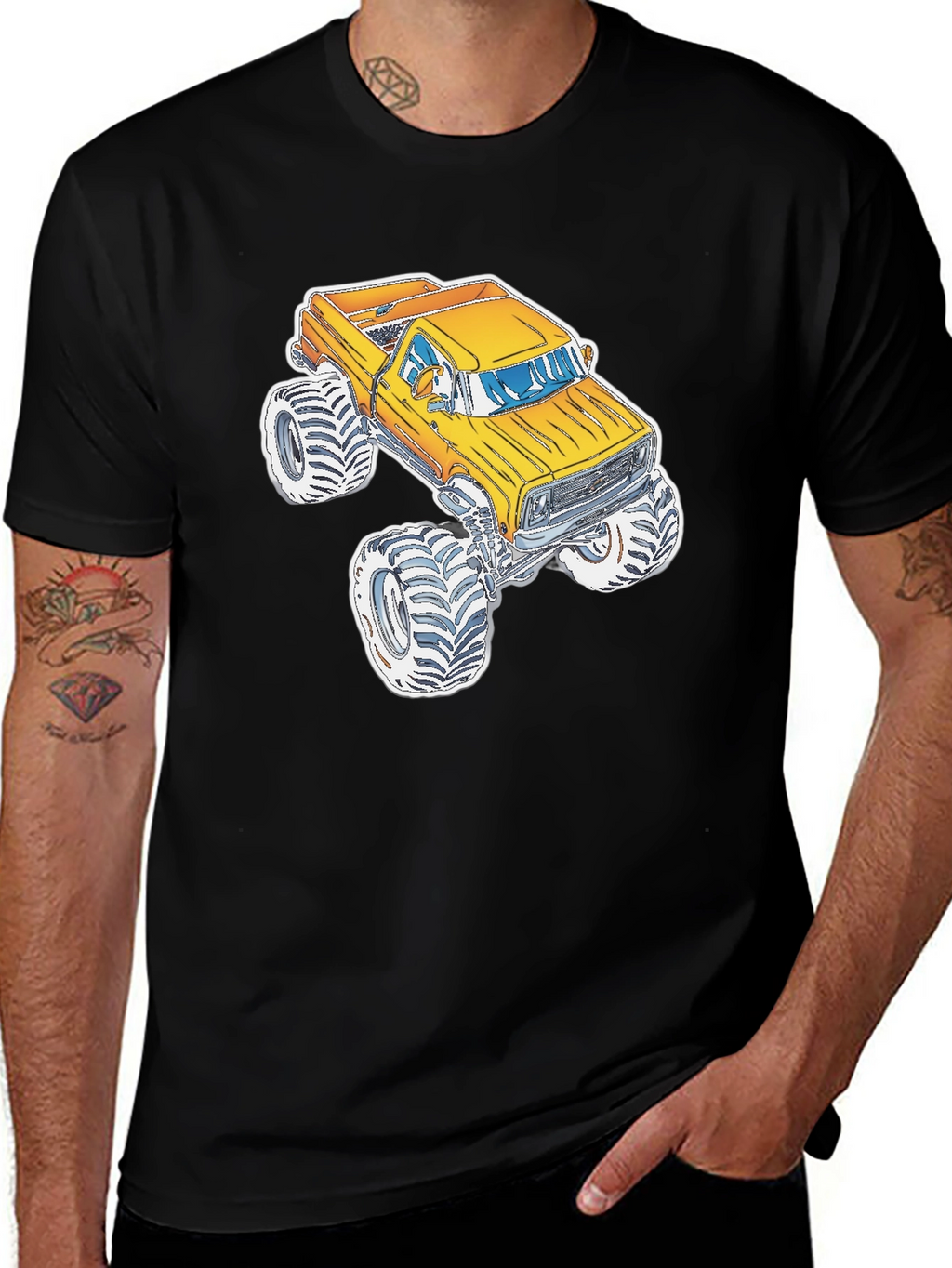 Monster Truck Graphic Tee - Black Cotton Blend