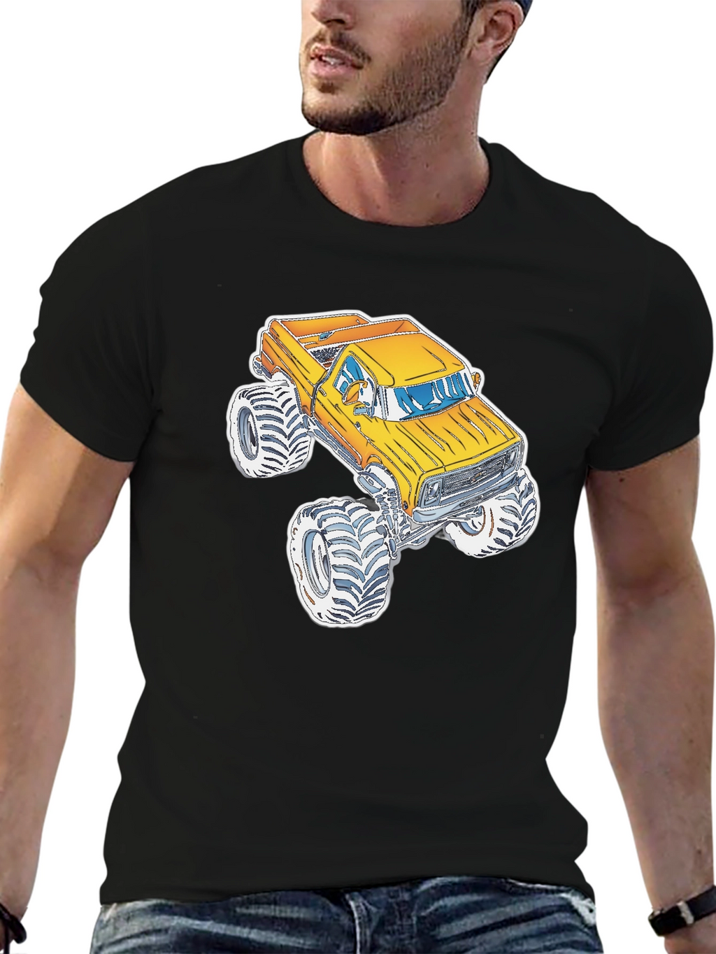 Monster Truck Graphic Tee - Black Cotton Blend