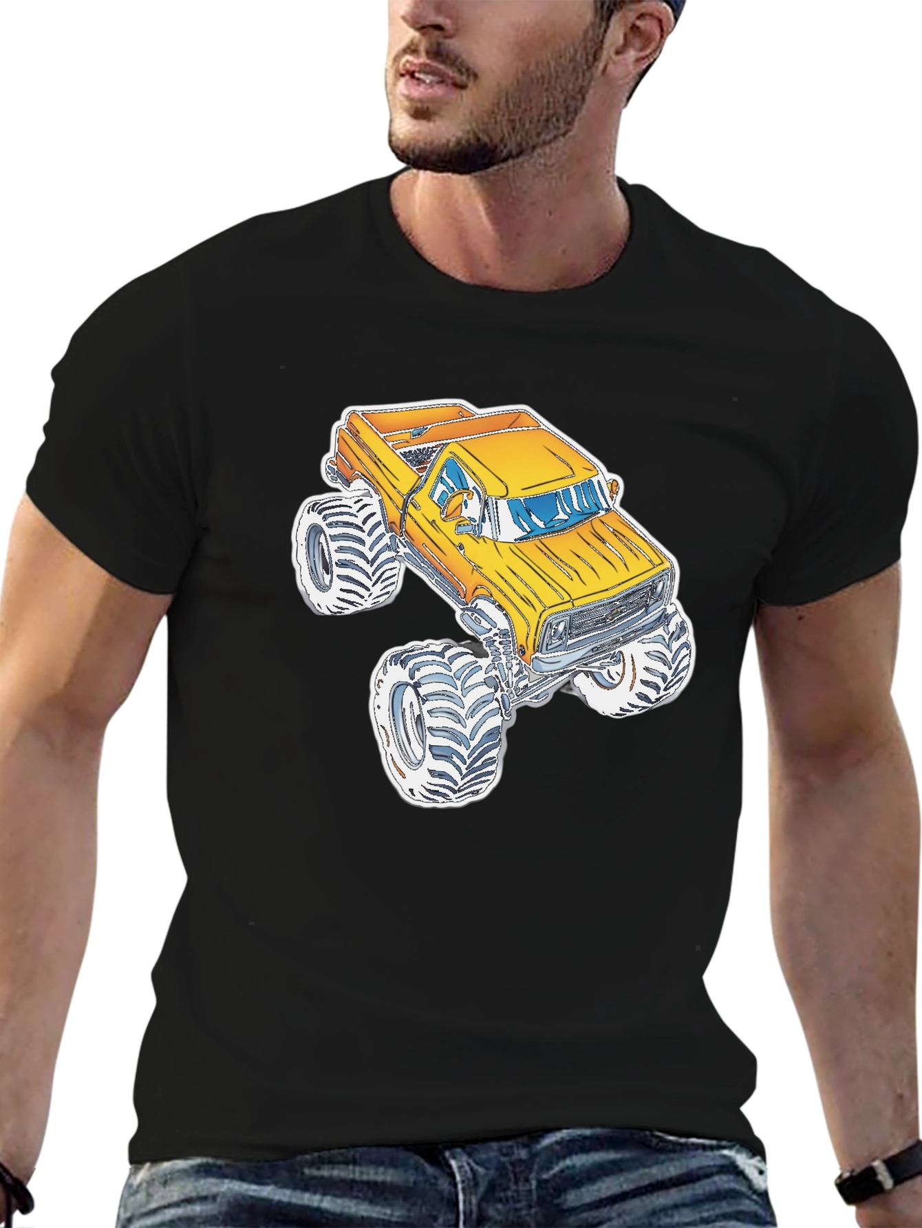 Monster Truck Graphic Tee - Black Cotton Blend