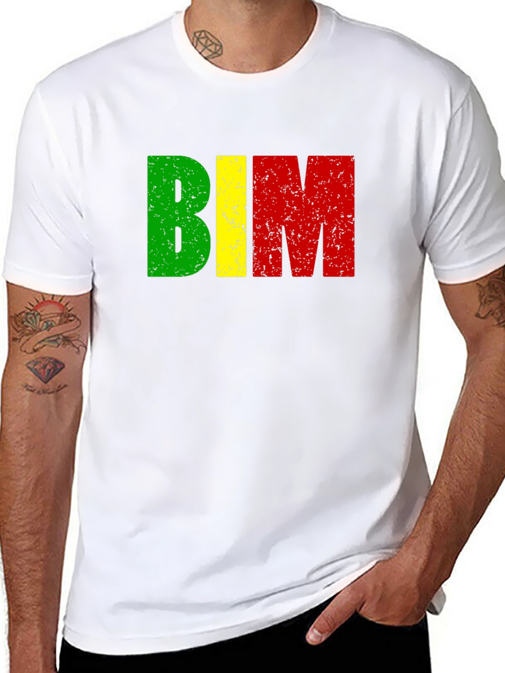 BIM Letters T-Shirt - Green Yellow and Red