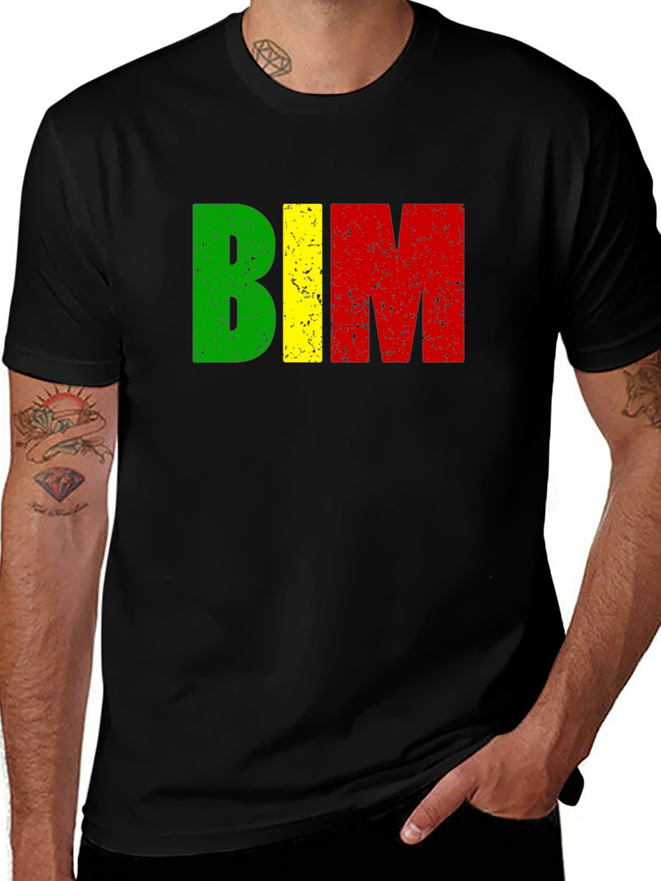 BIM Letters T-Shirt - Green Yellow and Red