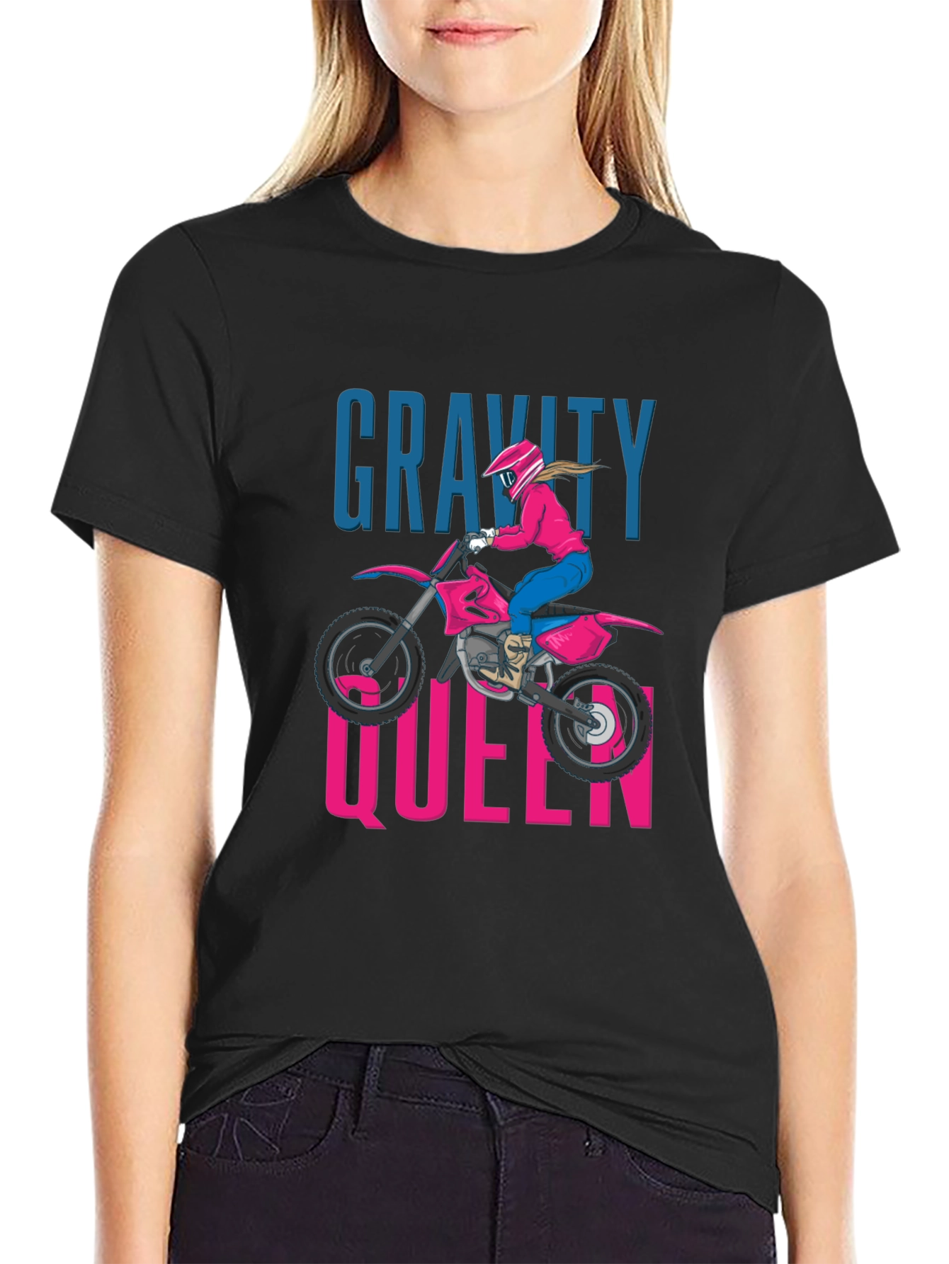 Gravity Queen Motocross Graphic Tee - Black