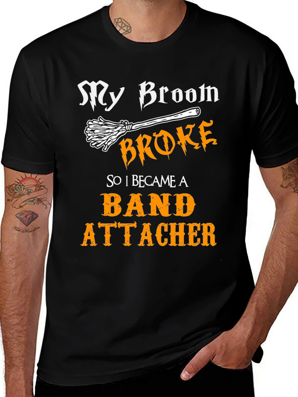 My Broom Broke T-Shirt - Band Attacher Halloween Tee