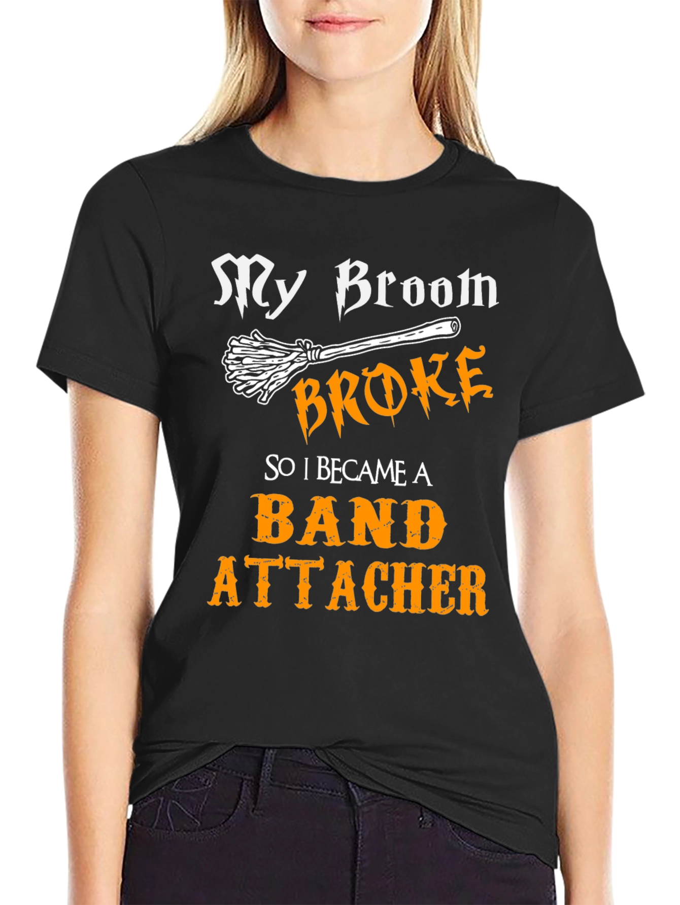My Broom Broke T-Shirt - Band Attacher Halloween Tee