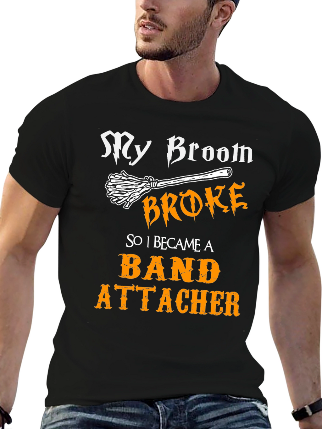 My Broom Broke T-Shirt - Band Attacher Halloween Tee