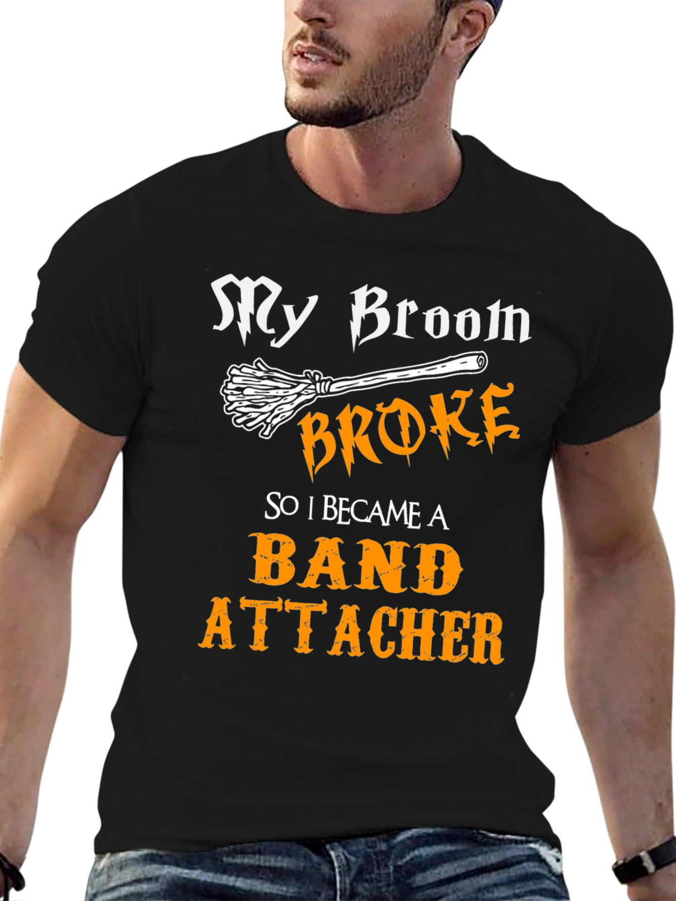 My Broom Broke T-Shirt - Band Attacher Halloween Tee