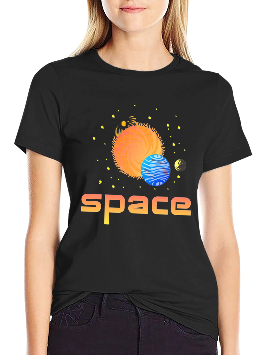 Space Graphic Print T-Shirt - Stylish Outer Space Design