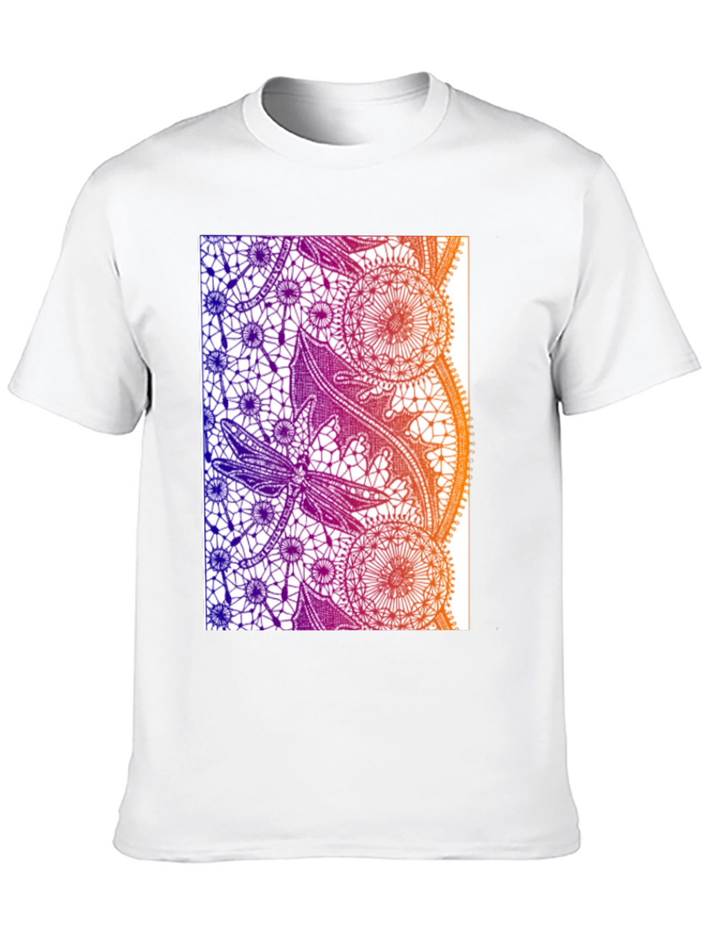 Lace Dragonfly Graphic Tee - Black Cotton Casual T-Shirt