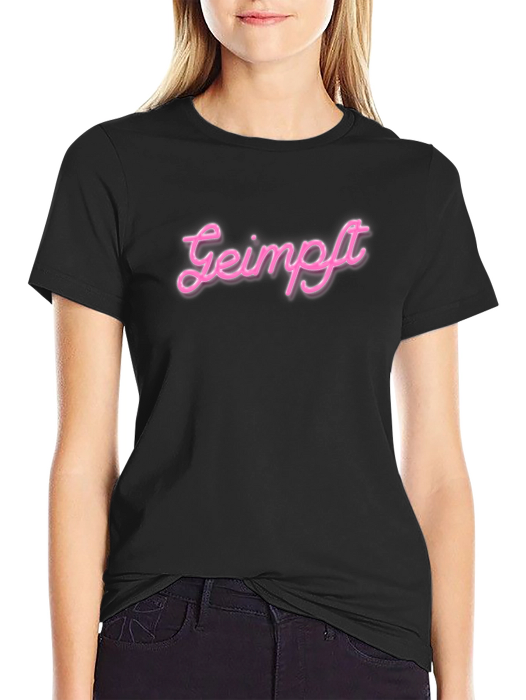 Geimpft Pink Neon Style Graphic T-Shirt