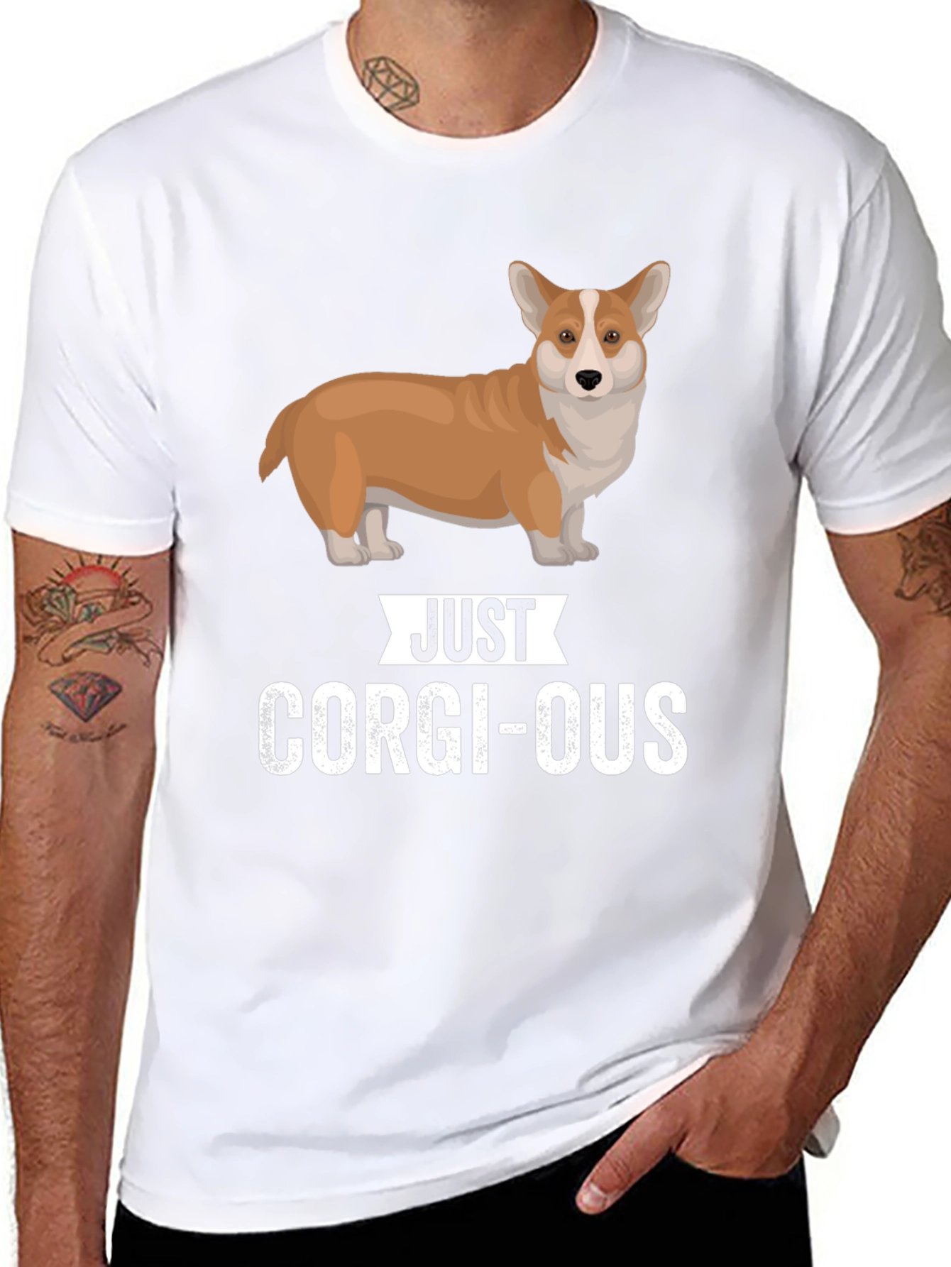 Just Corgi-ous Graphic Tee - Black Cotton T-Shirt