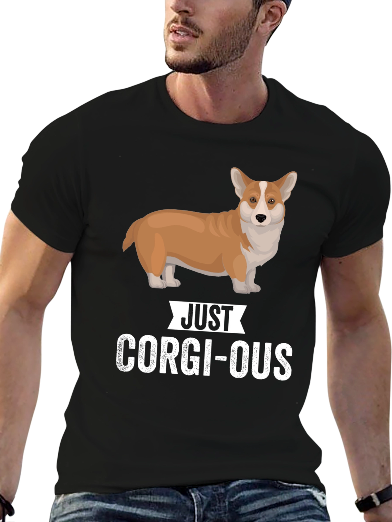 Just Corgi-ous Graphic Tee - Black Cotton T-Shirt