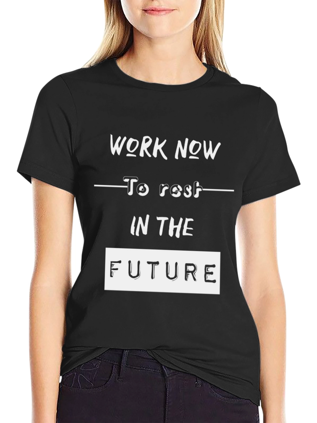 Work Now T-Shirt Black Cotton Graphic Tee