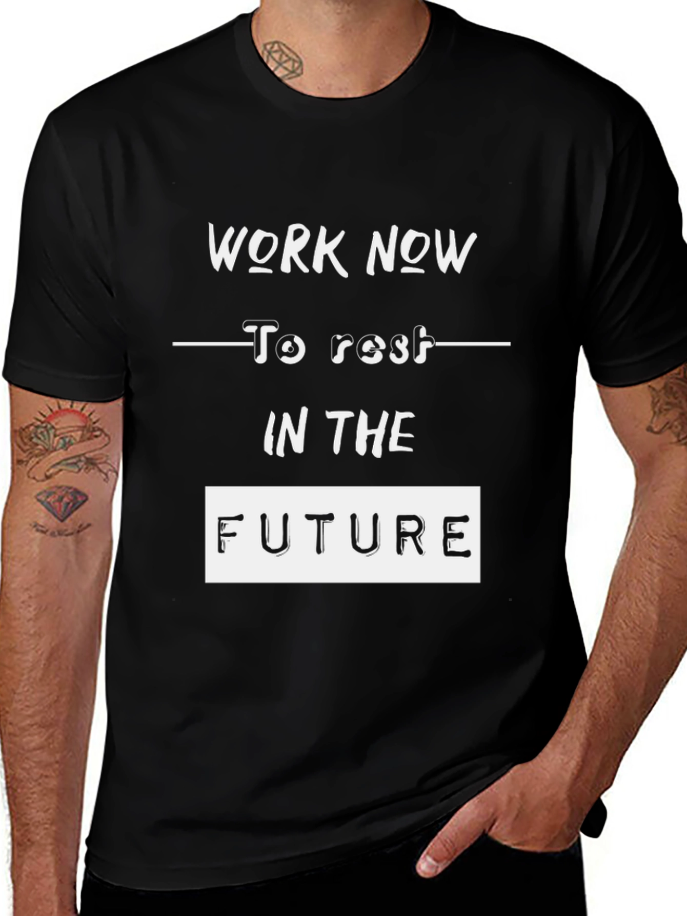 Work Now T-Shirt Black Cotton Graphic Tee