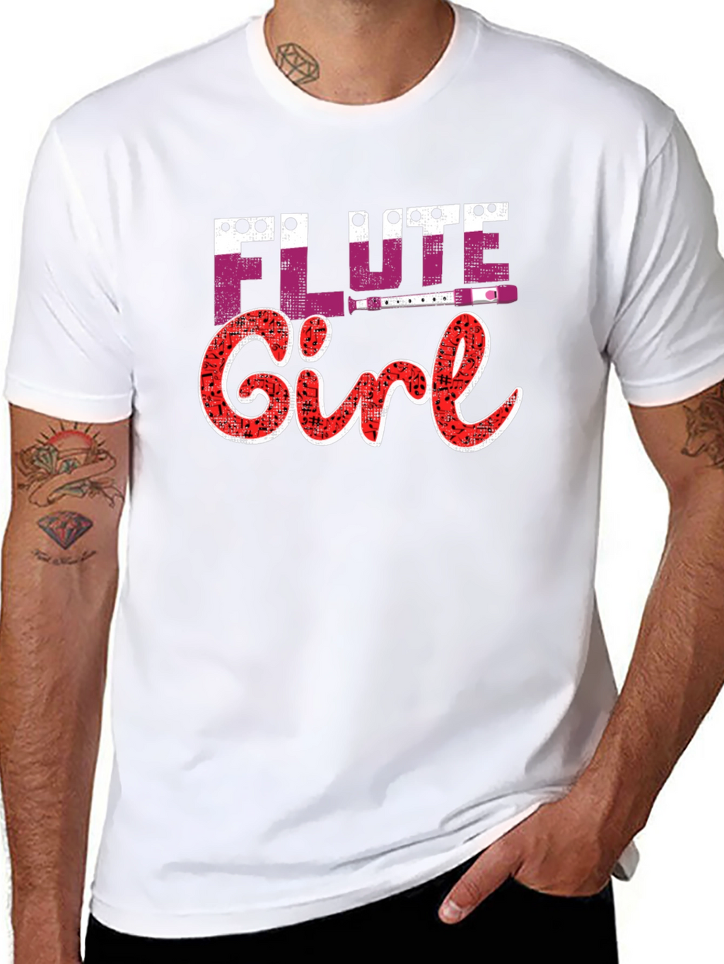 Flute Girl Graphic Tee - Music Lover Shirt