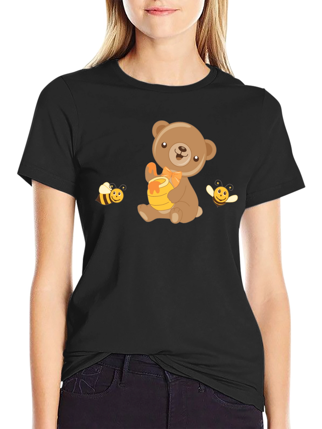 Bear & Bees Graphic Tee - Cute Cartoon T-Shirt