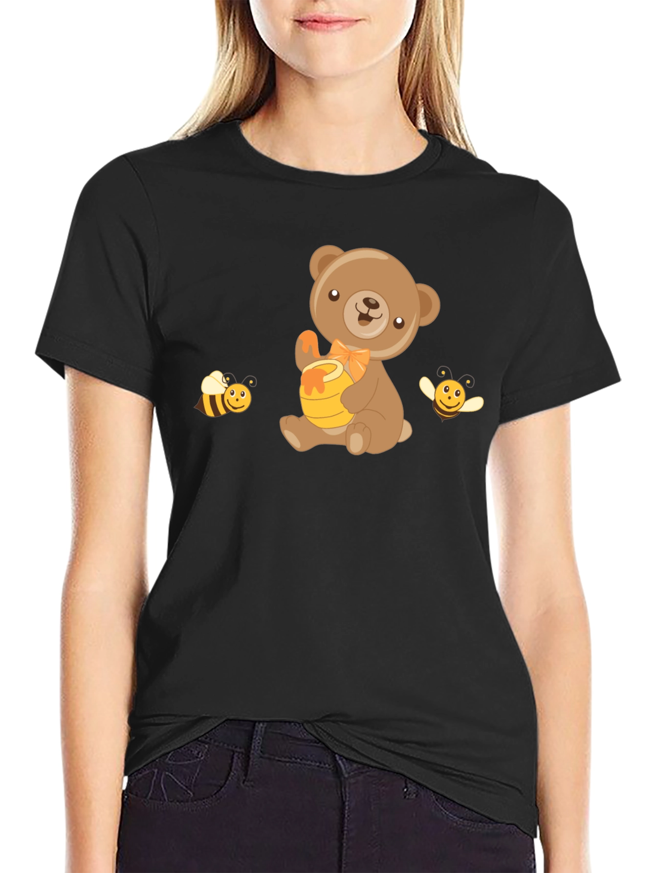 Bear & Bees Graphic Tee - Cute Cartoon T-Shirt