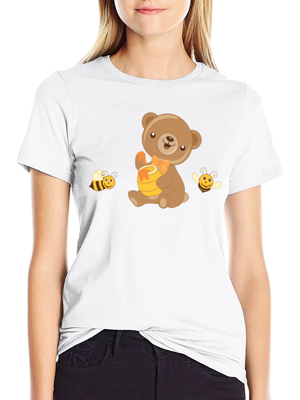 Bear & Bees Graphic Tee - Cute Cartoon T-Shirt