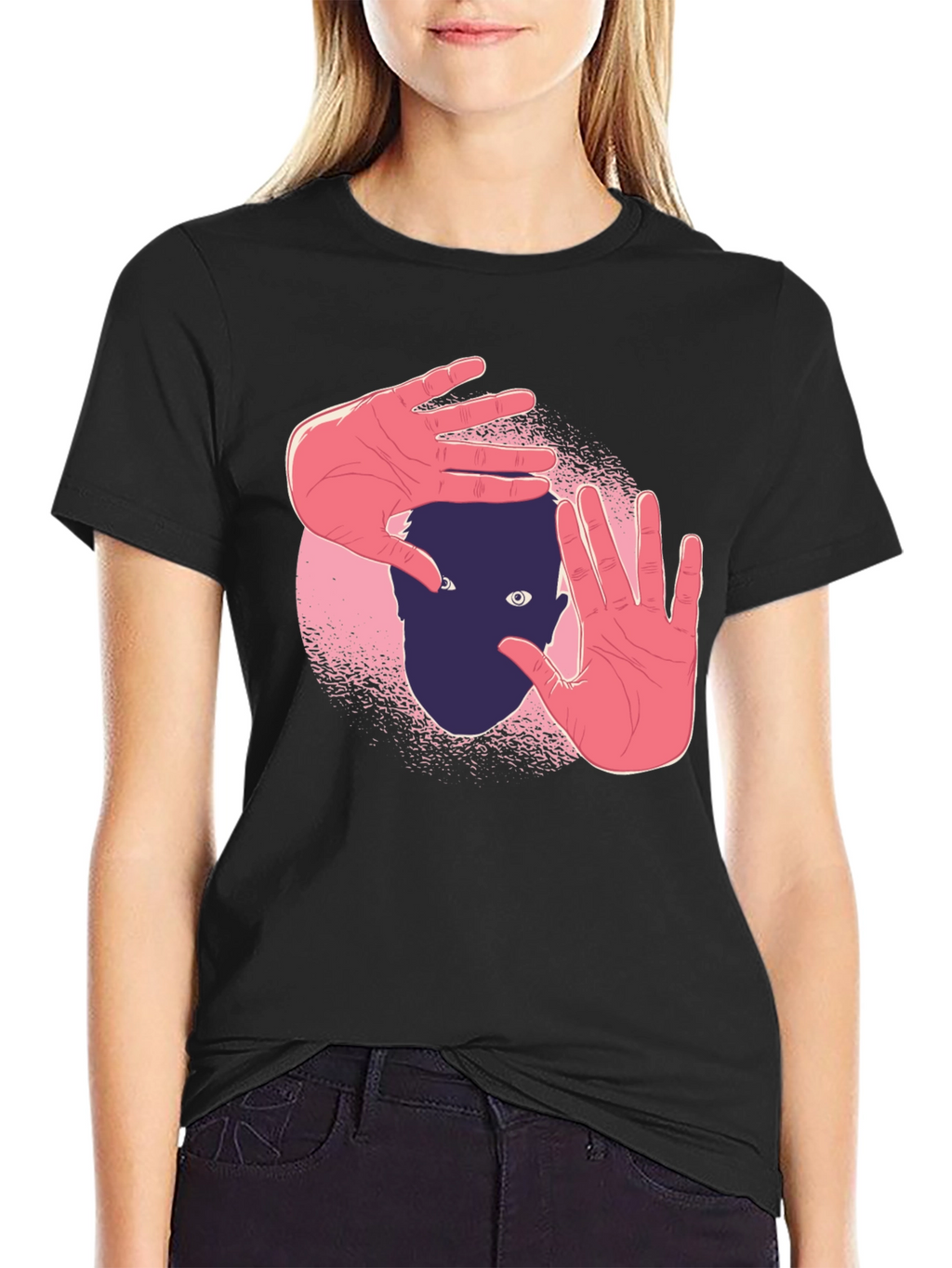 Abstract Hands Graphic Black T-Shirt