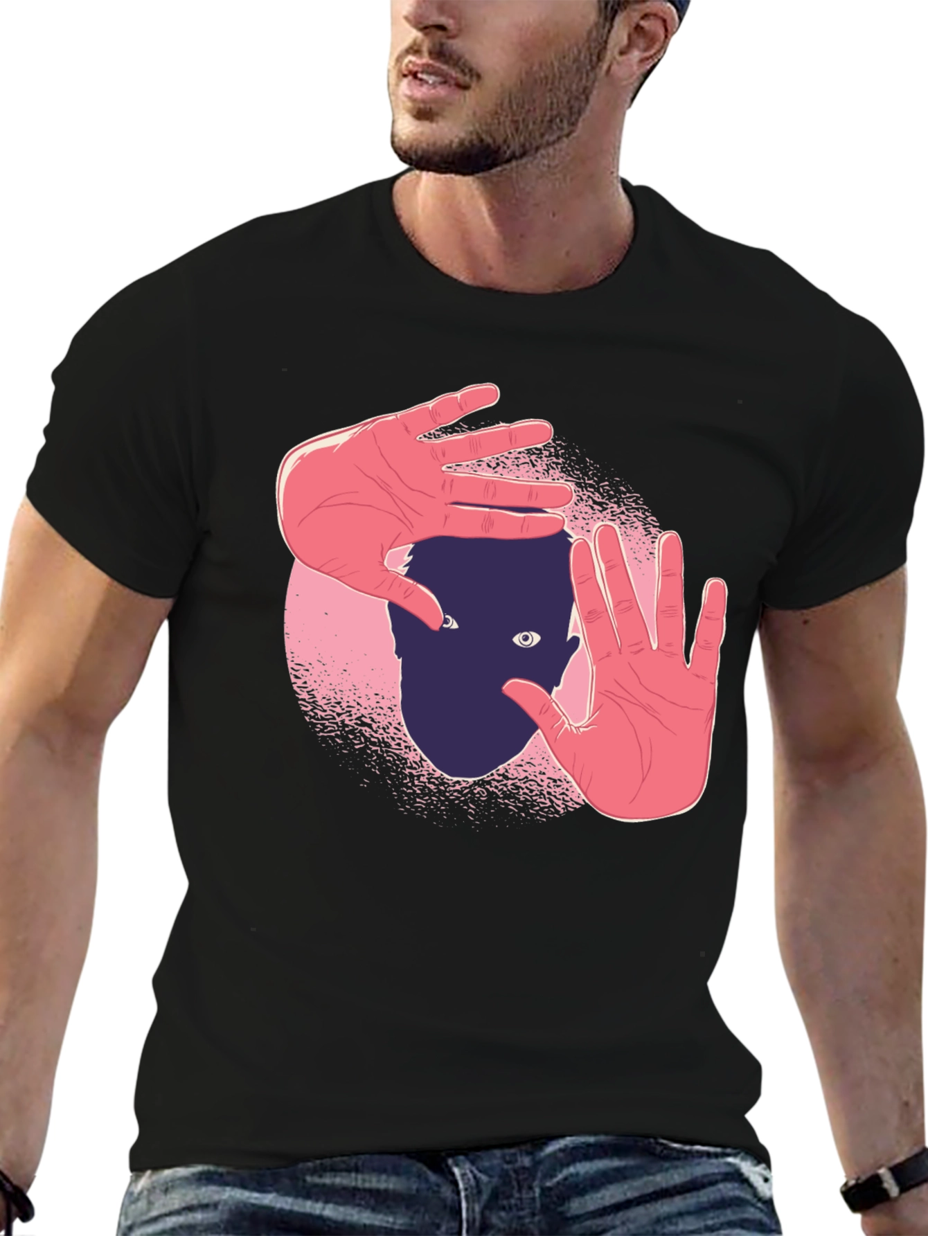 Abstract Hands Graphic Black T-Shirt