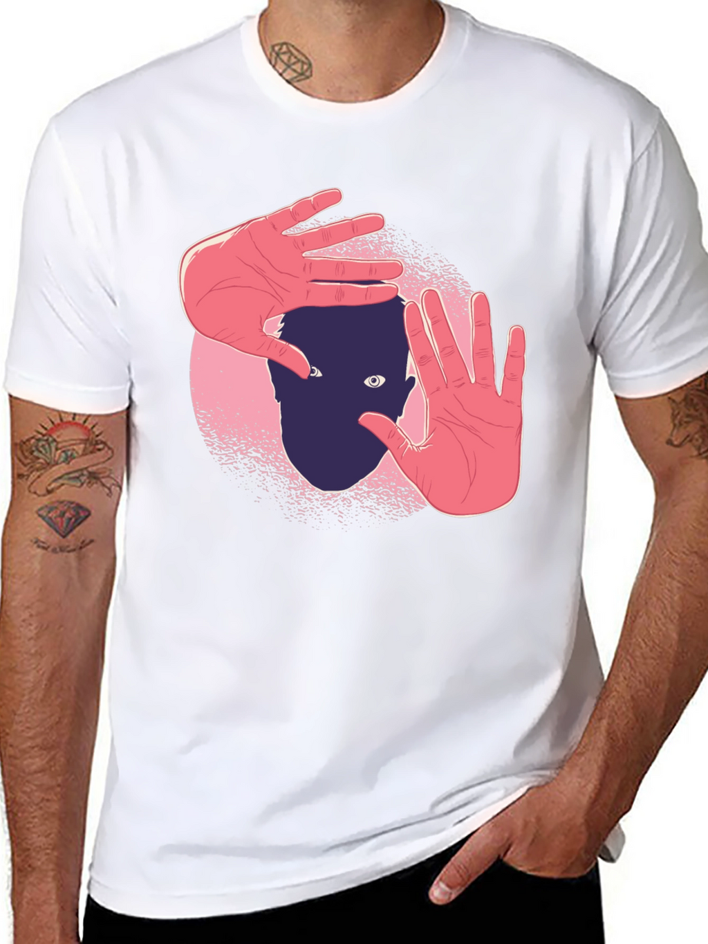 Abstract Hands Graphic Black T-Shirt