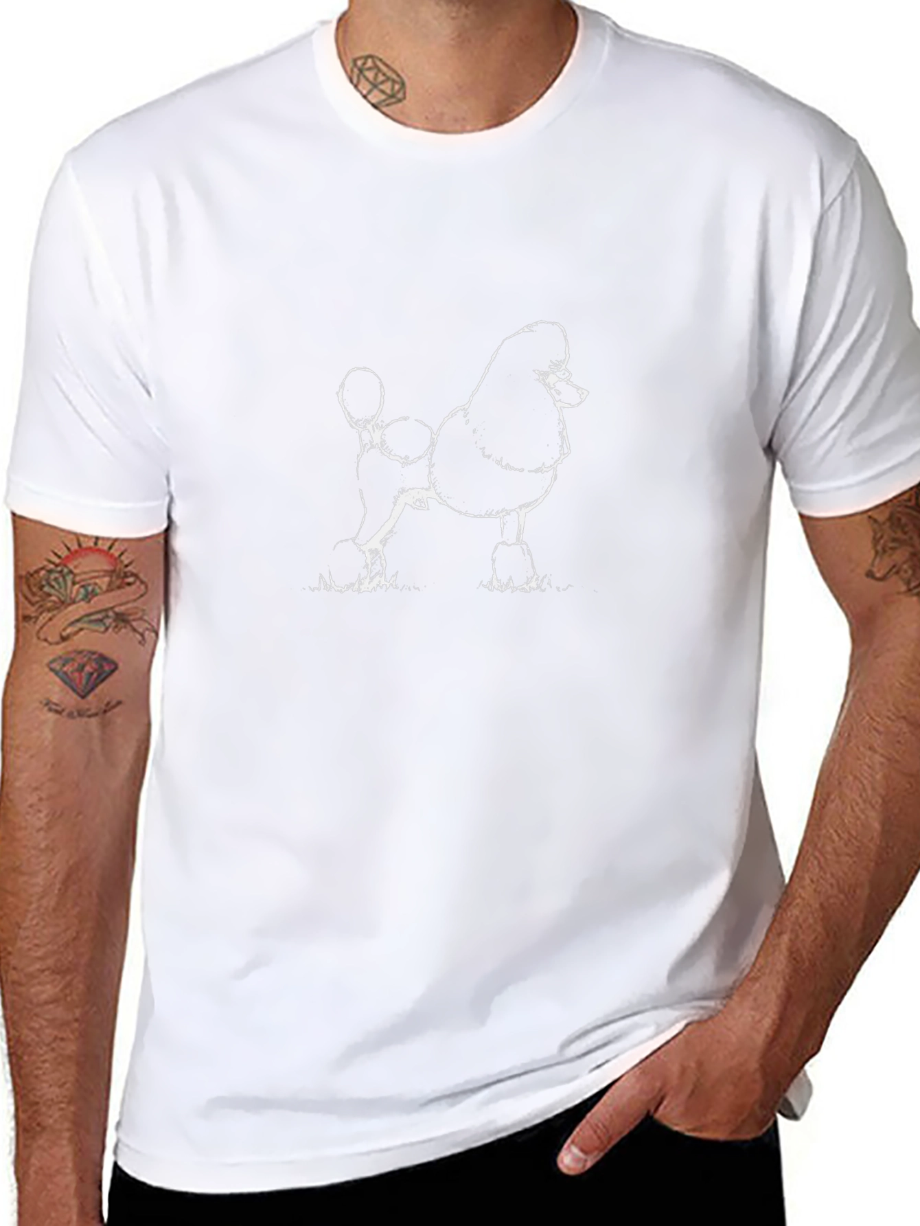 Poodle Sketch Graphic Tee - Black
