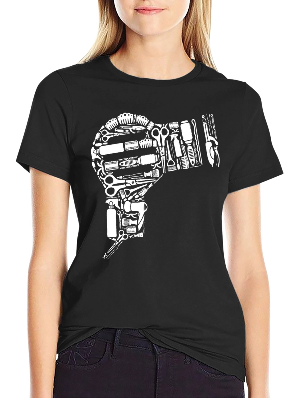 Barber Tool Hair Dryer Black T-Shirt