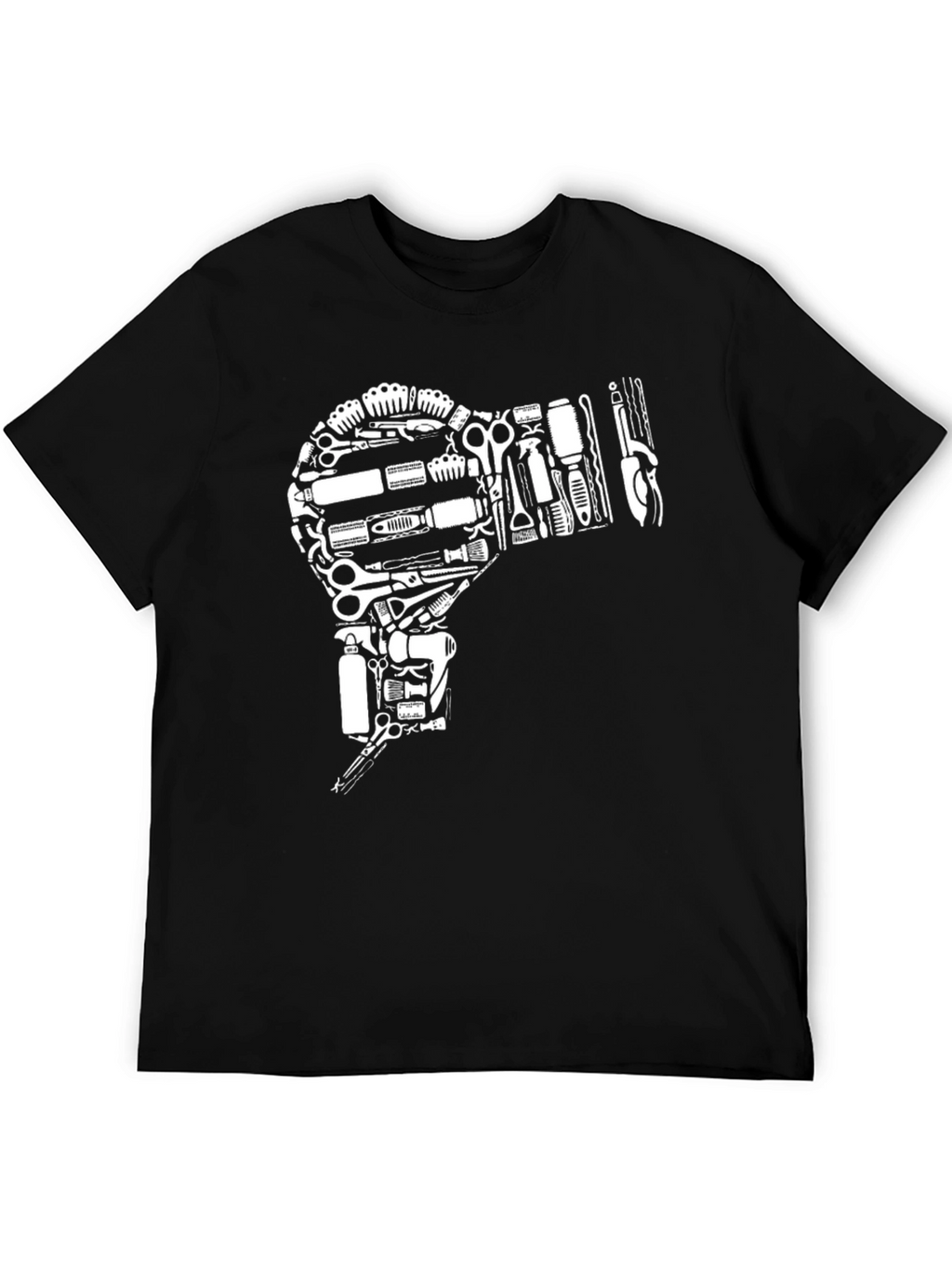 Barber Tool Hair Dryer Black T-Shirt