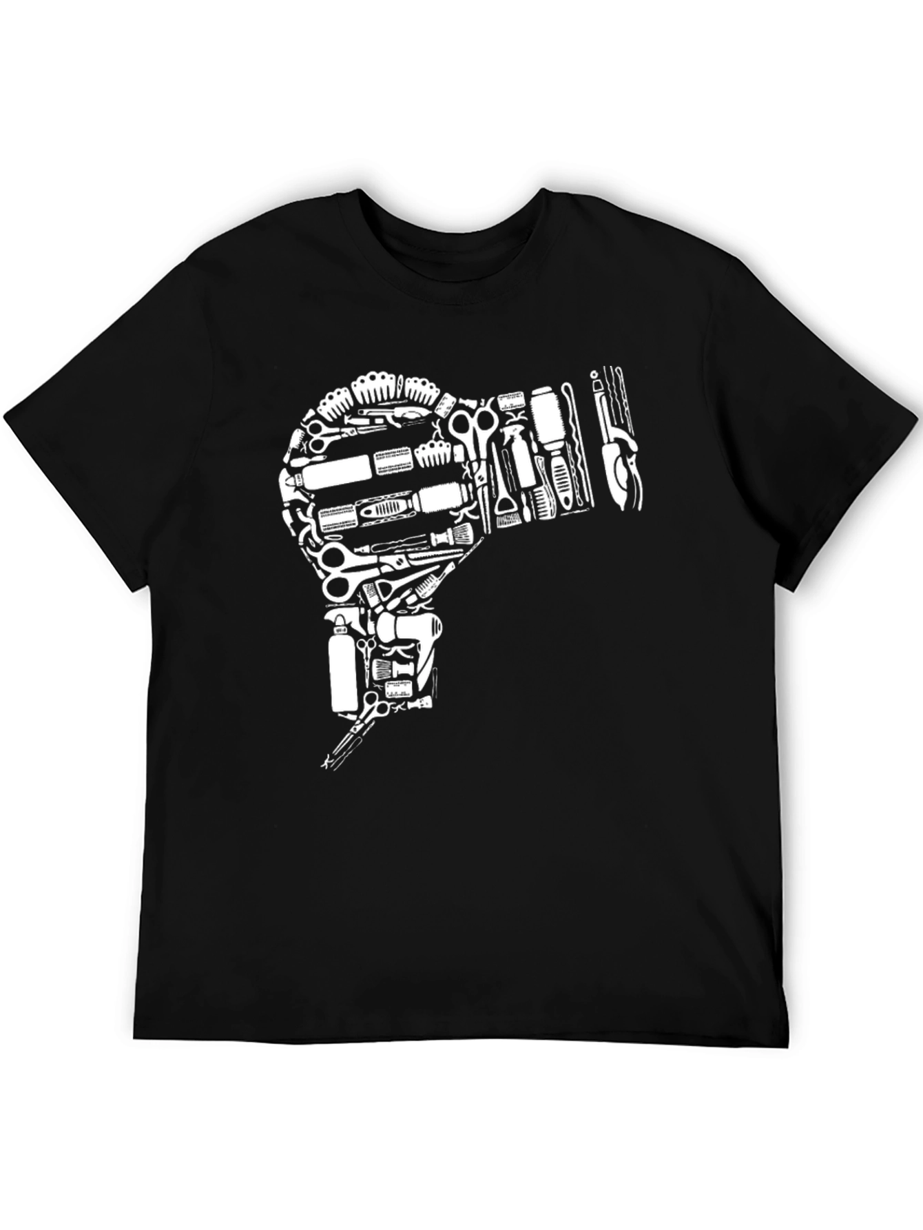 Barber Tool Hair Dryer Black T-Shirt