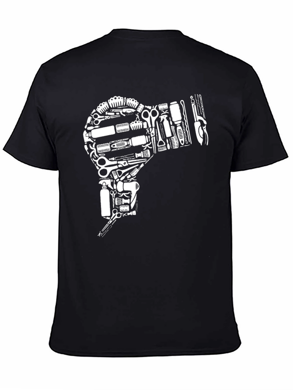 Barber Tool Hair Dryer Black T-Shirt