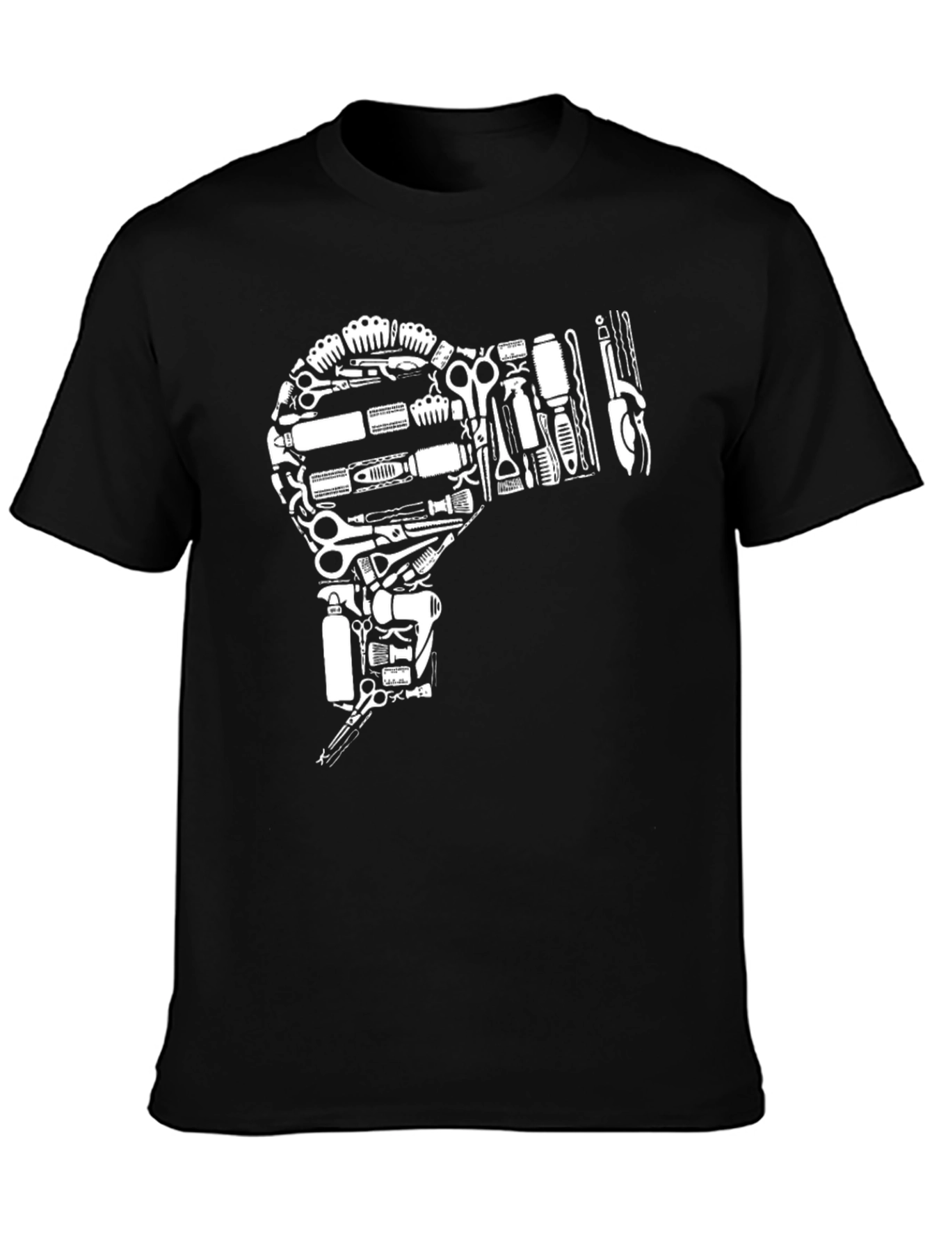 Barber Tool Hair Dryer Black T-Shirt