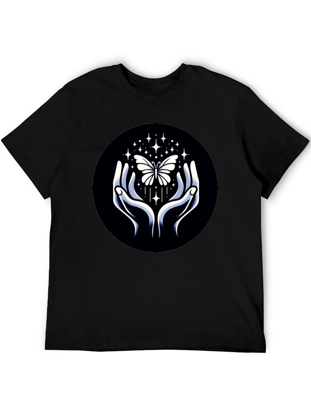 Butterfly Hands Graphic Tee - Stylish Black T-Shirt