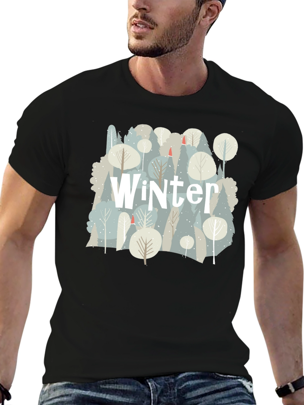 Winter Forest Graphic T-Shirt - Black