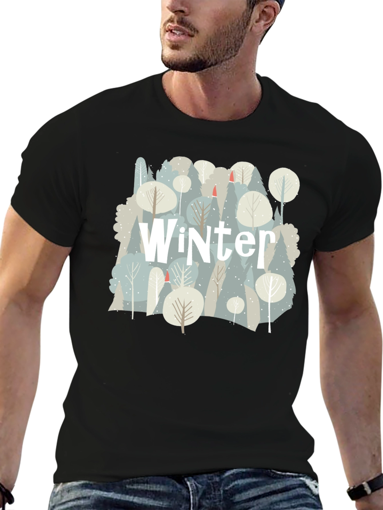 Winter Forest Graphic T-Shirt - Black
