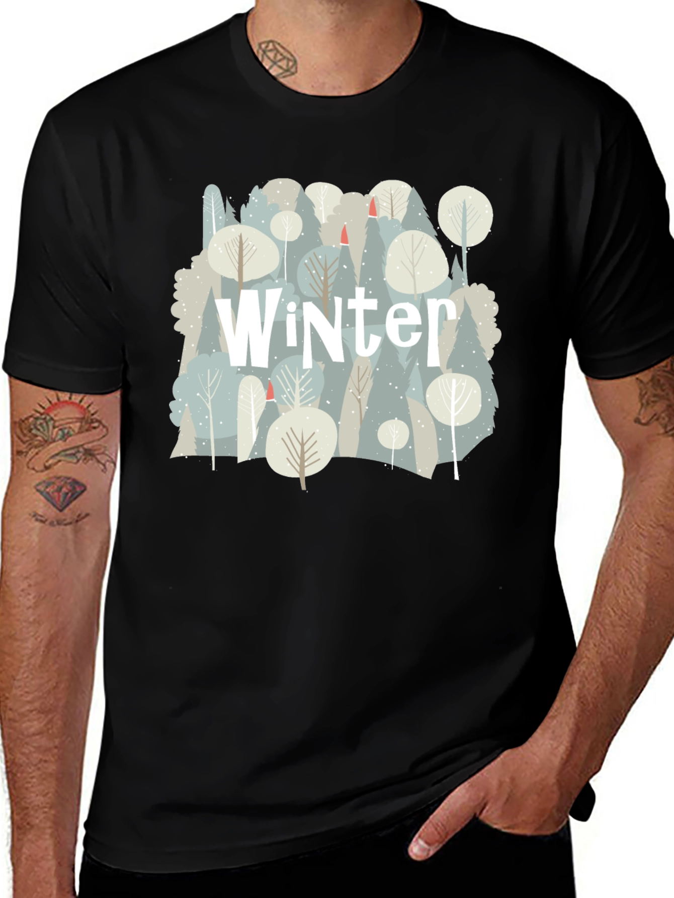 Winter Forest Graphic T-Shirt - Black