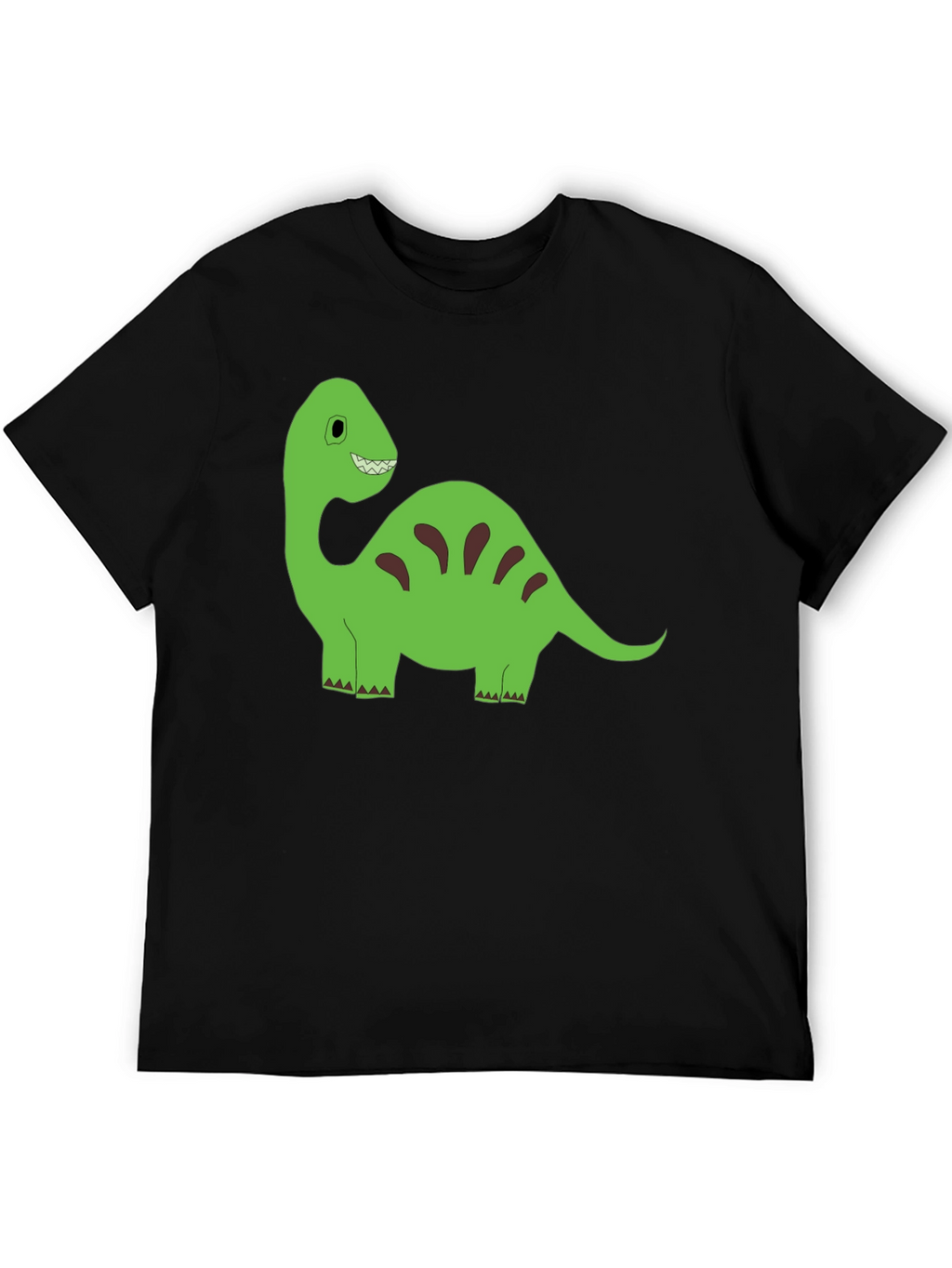 Cartoon Dinosaur Graphic Tee - Black Cotton T-Shirt