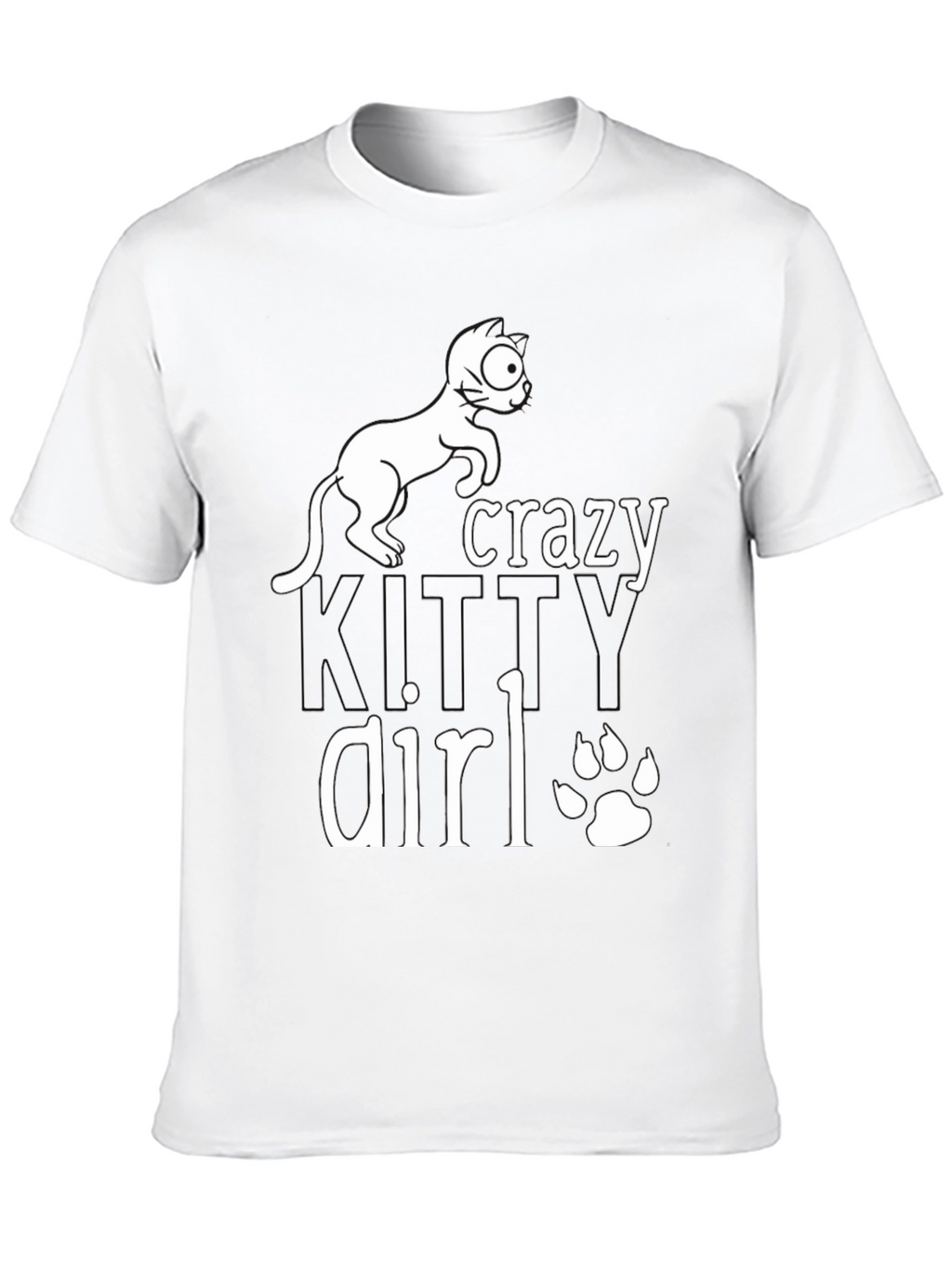 Crazy Cat Girl T-Shirt - Black Cotton Tee