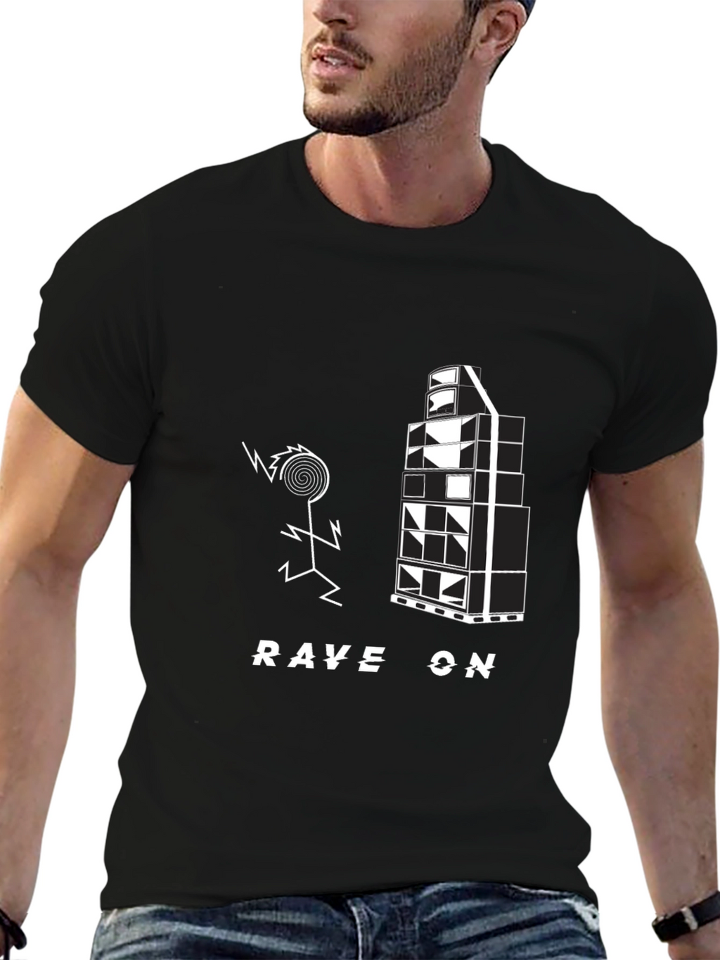 Rave On Black Graphic Tee