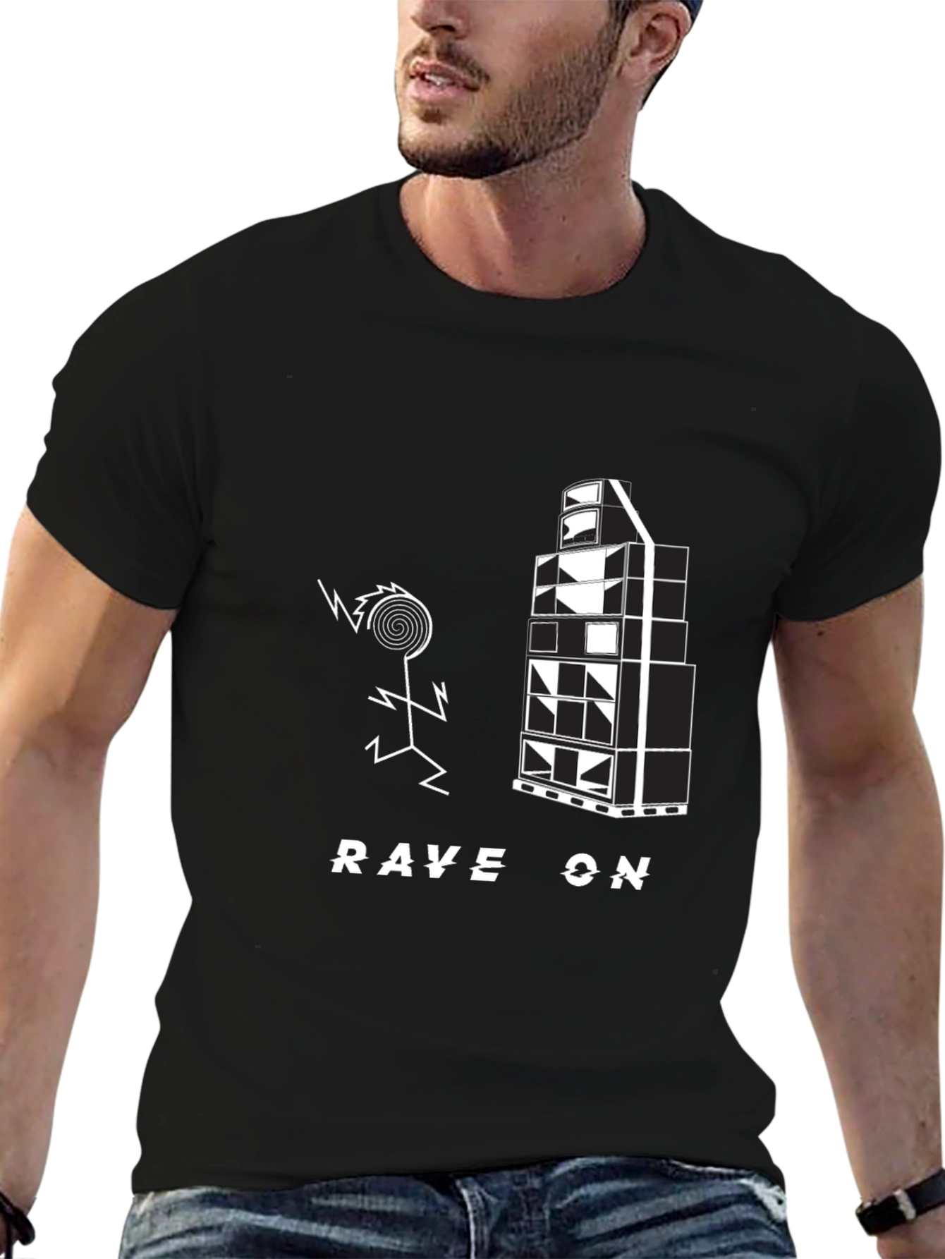 Rave On Black Graphic Tee