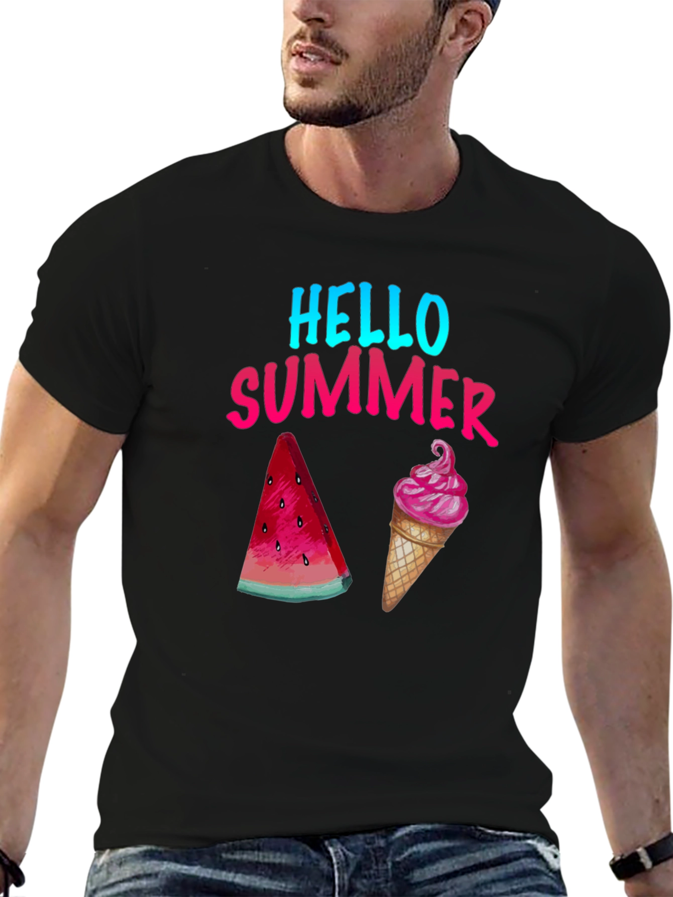 Hello Summer T-Shirt - Watermelon and Ice Cream
