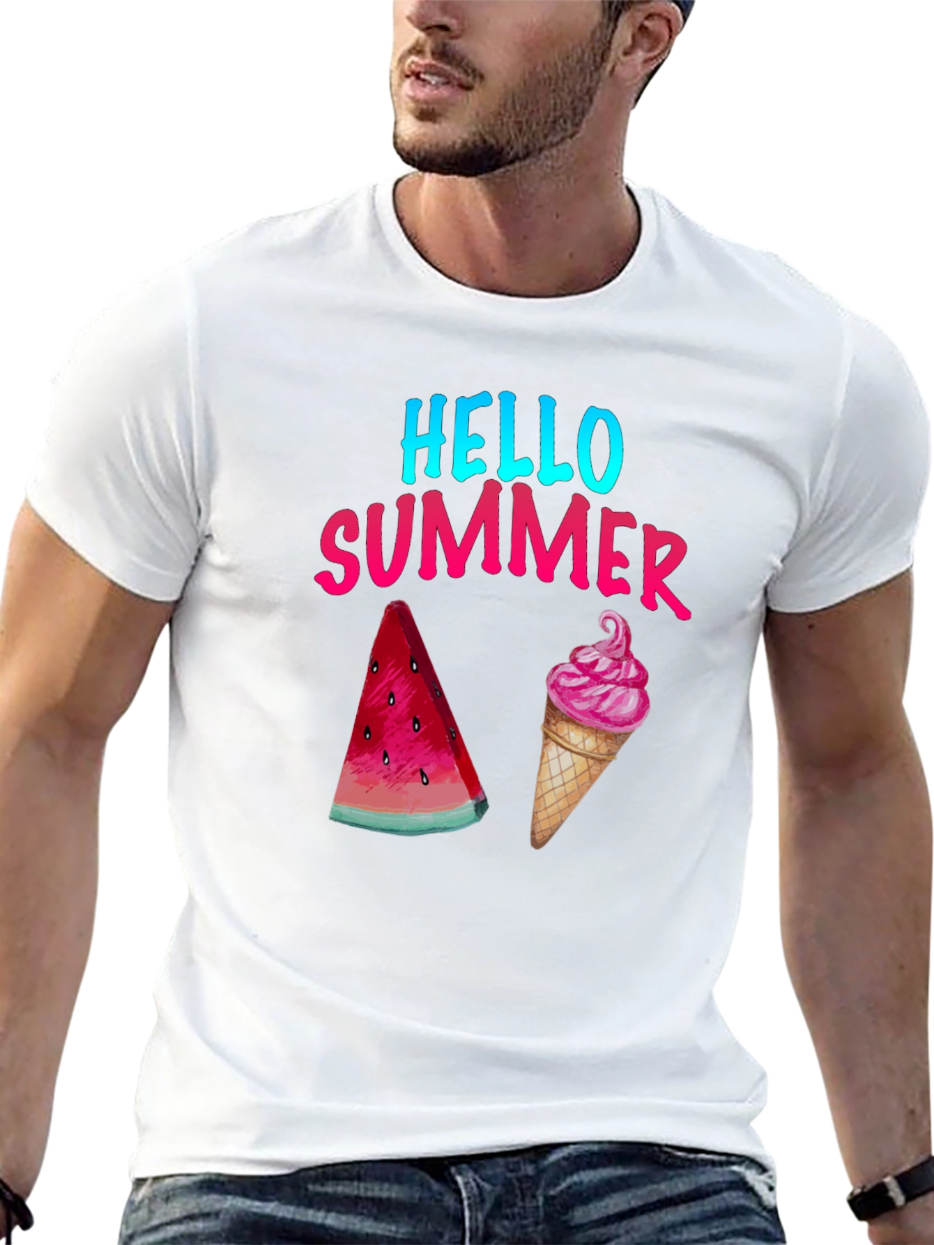 Hello Summer T-Shirt - Watermelon and Ice Cream