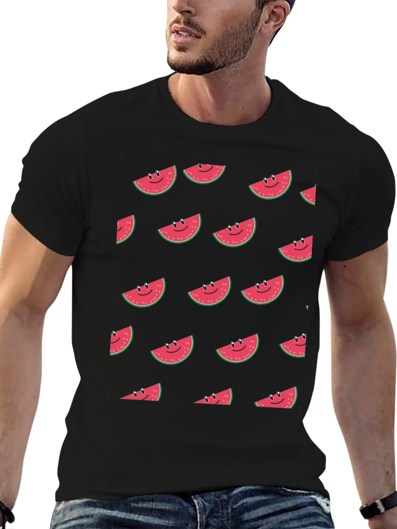 Smiling Watermelon Slice Graphic T-Shirt