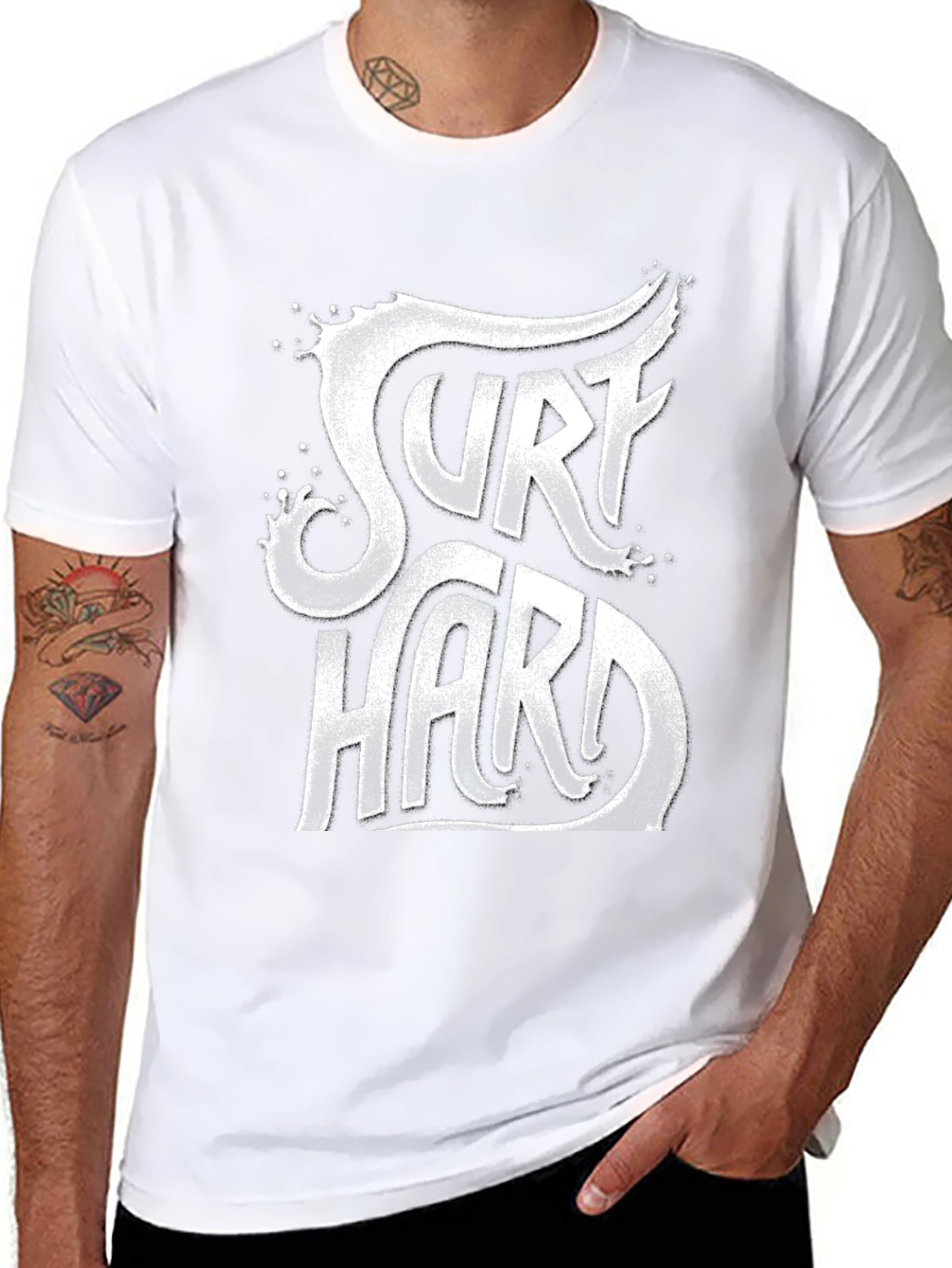 Surf Hard Graphic Tee - Black Cotton T-Shirt