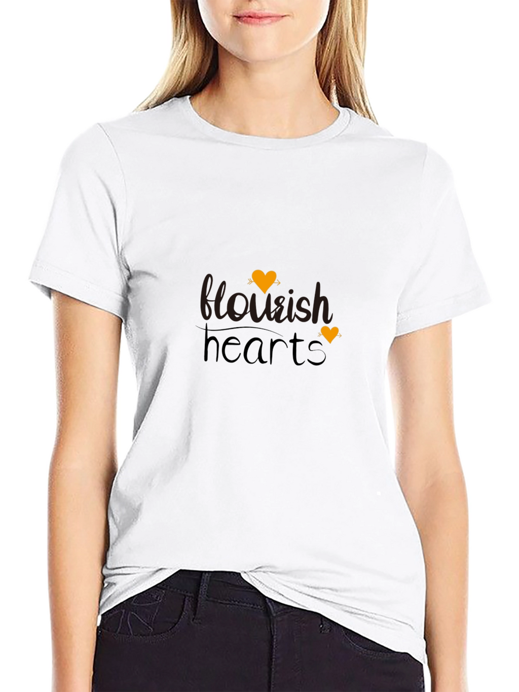 Flourish Hearts Black T-Shirt