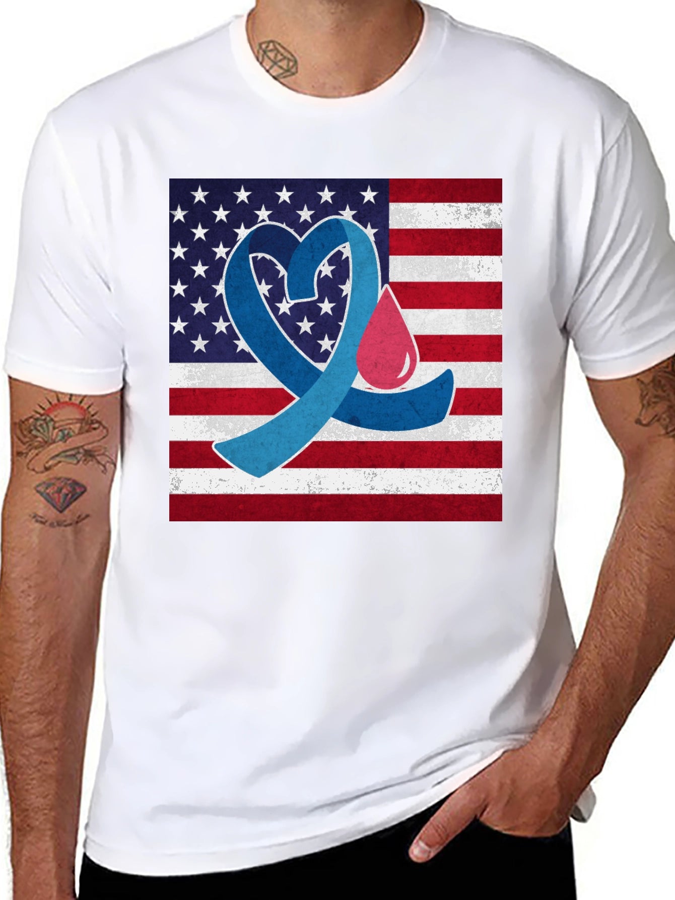 American Flag Diabetes Awareness T-Shirt