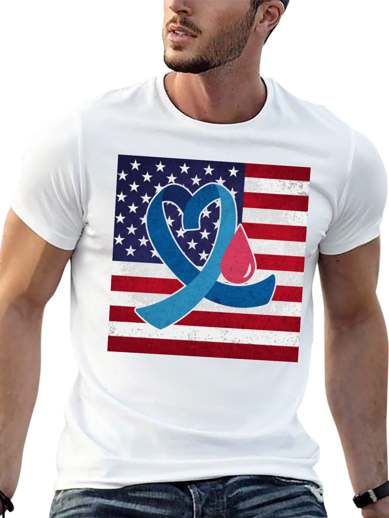 American Flag Diabetes Awareness T-Shirt